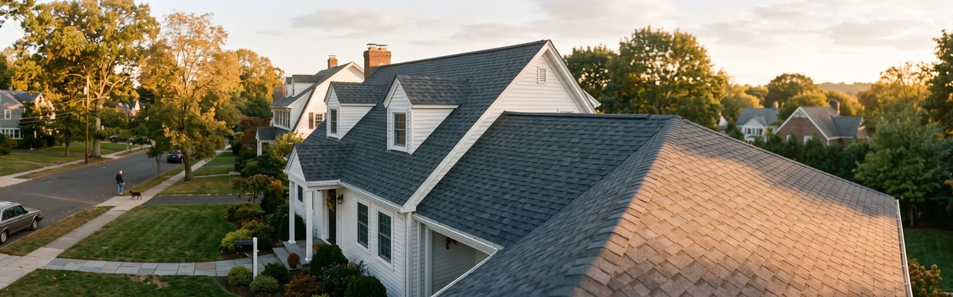 Beautiful completed roof at golden hour