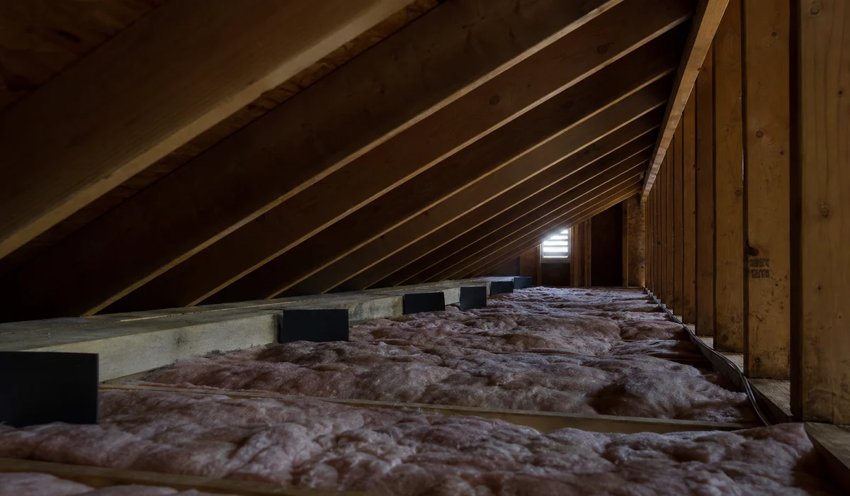 Attic ventilation and insulation detail in a Hartford home