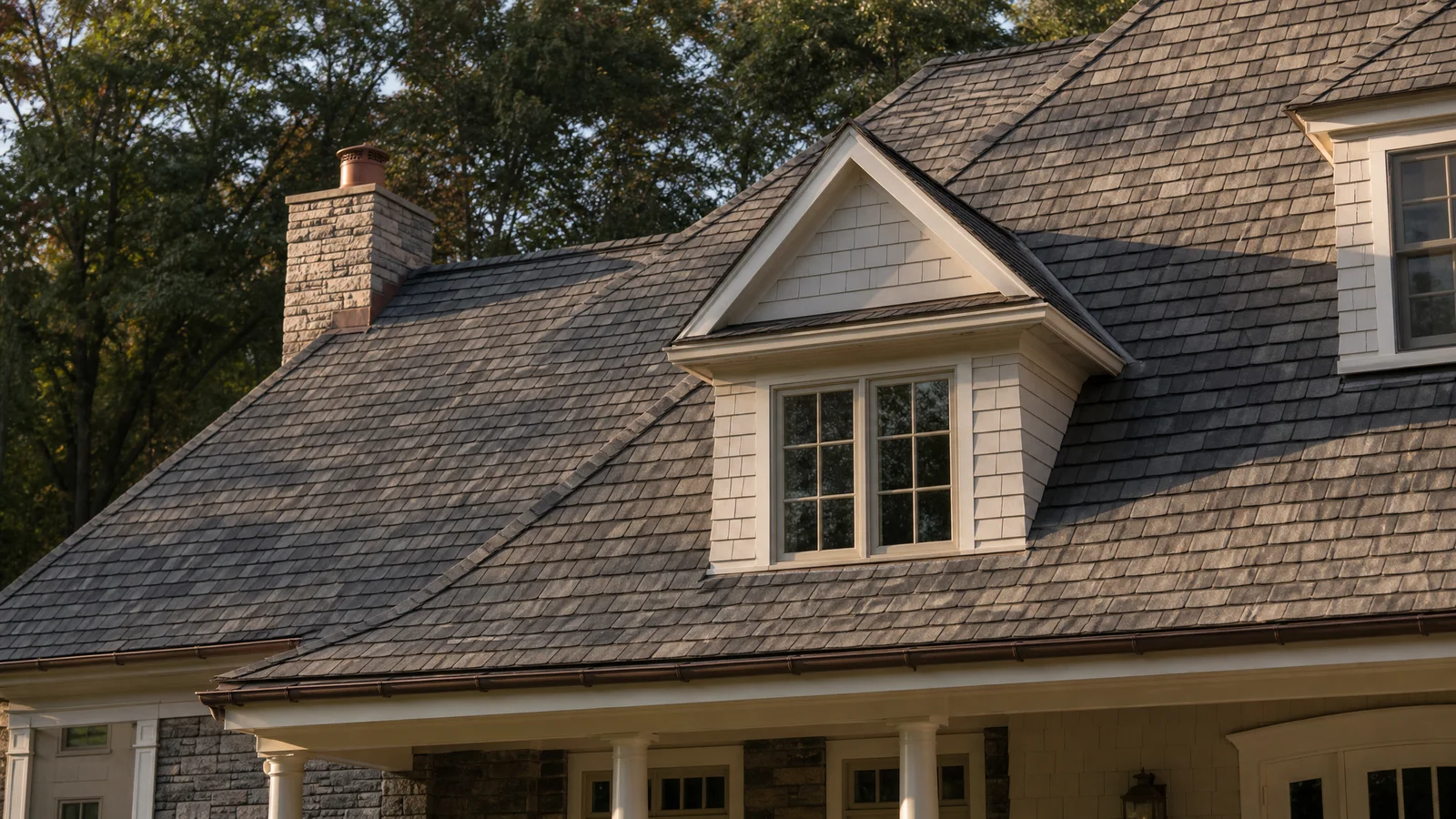 Designer luxury shingles on an upscale CT home