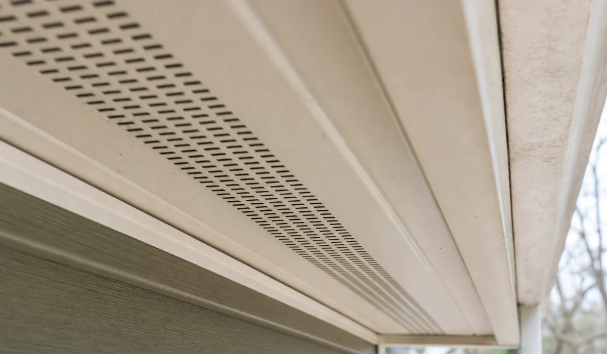 Soffit vents under a roof eave in Hartford CT