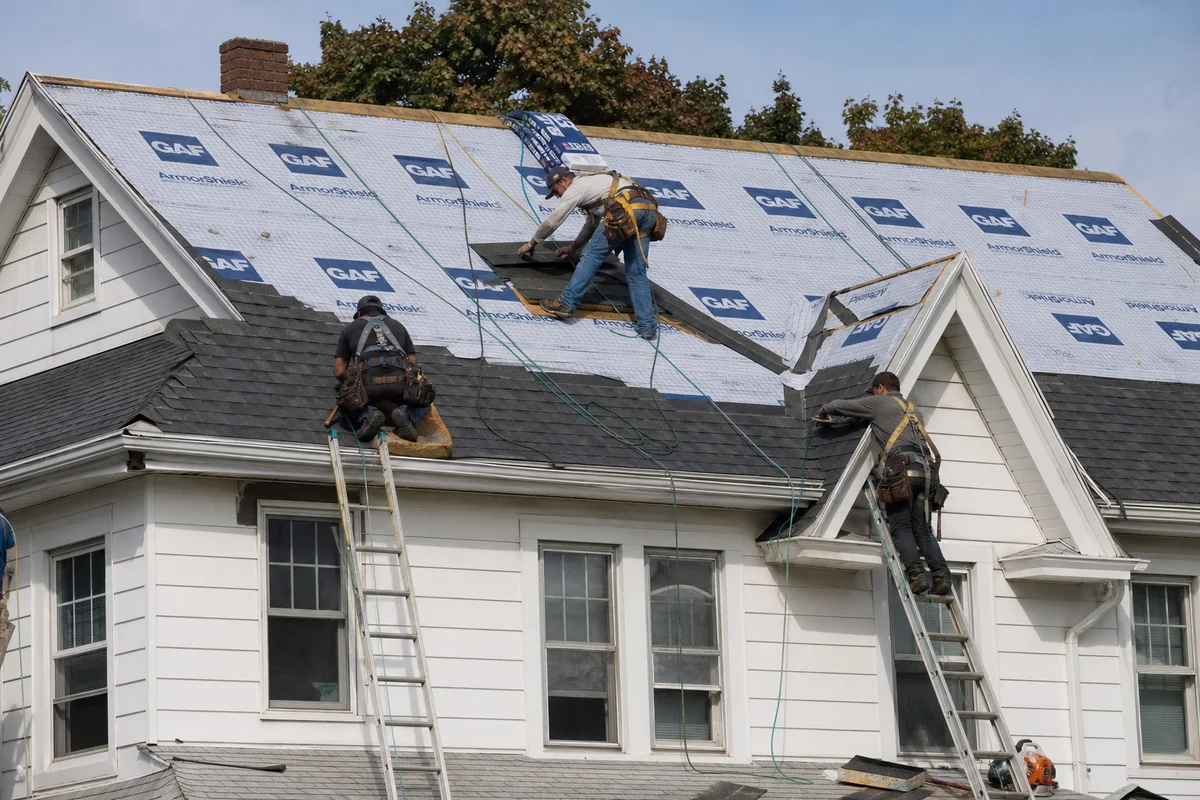 Hartford Roofing Company crew at work