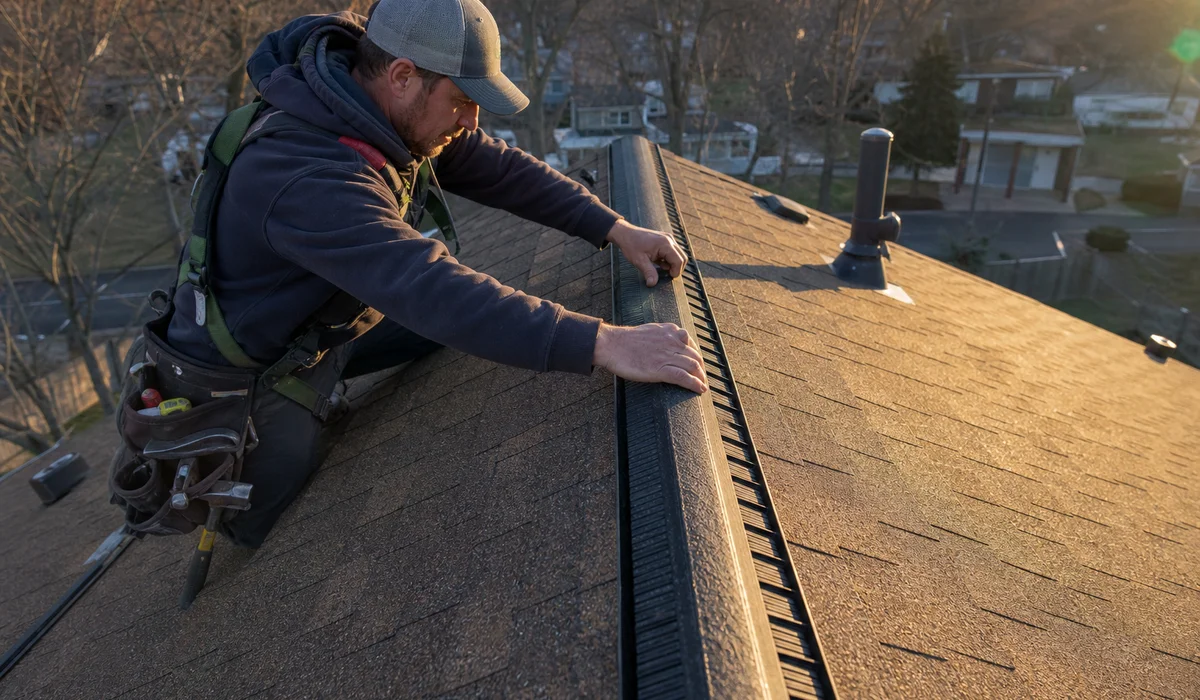 Ridge vent installation on a Hartford CT home for ice dam prevention