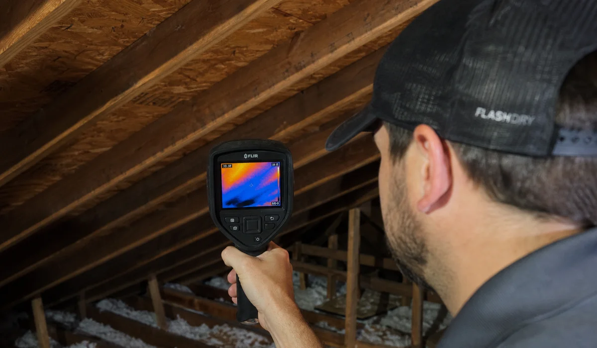 Thermal imaging leak detection in a Hartford CT attic