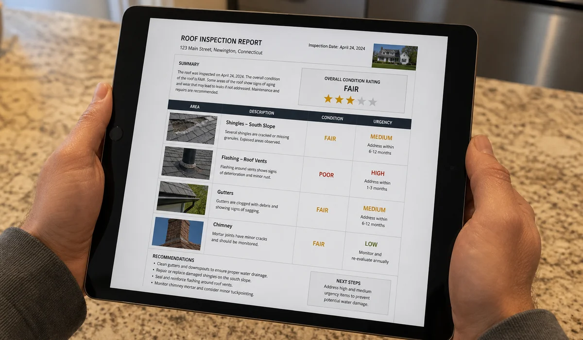 Written inspection report on a tablet