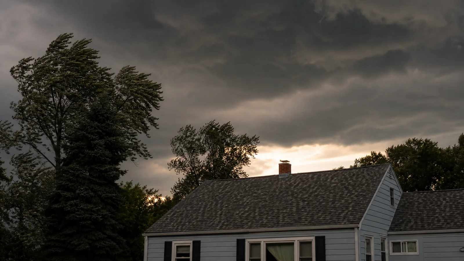 Summer storm building over a Connecticut home